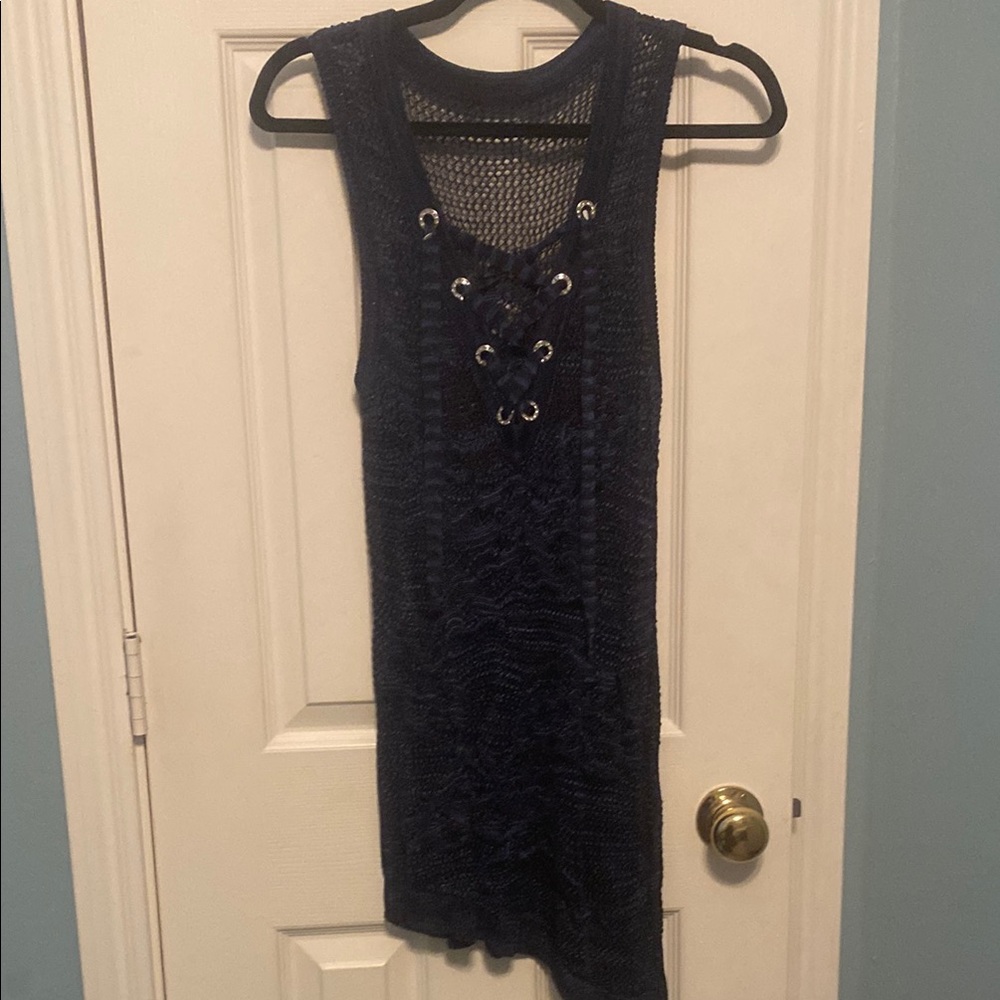 Navy Sleeveless Knit Top